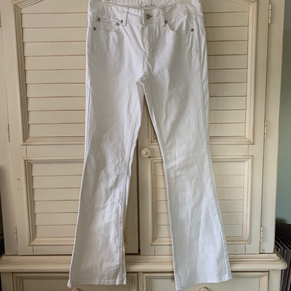 Cache white bootcut jeans